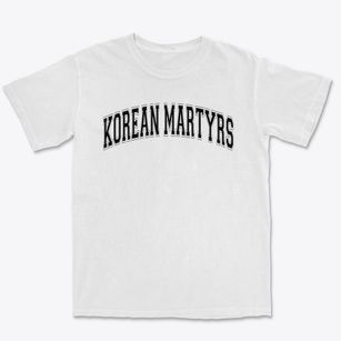 Korean Martyrs Catholic Parish Varsity Arch Premium Heavyweight T-shirt