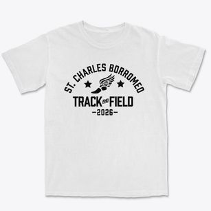 St Charles Borromeo Parish Track and Field Premium Heavyweight T-shirt