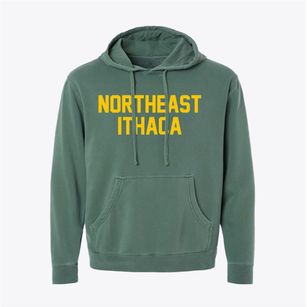 Northeast Ithaca New York Classic Block Pigment-Dyed Hoodie