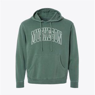Muskegon Michigan Trendy Block Pigment-Dyed Hoodie