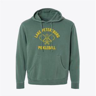 Lake Petersburg Illinois Pickleball Pigment-Dyed Hoodie