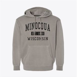 Minocqua Wisconsin Classic Established Pigment-Dyed Hoodie