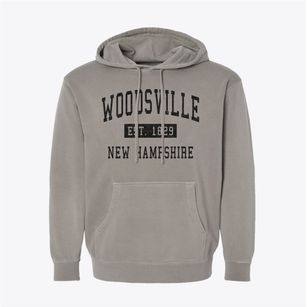 Woodsville New Hampshire Classic Established Pigment-Dyed Hoodie