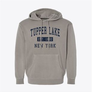 Tupper Lake New York Classic Established Pigment-Dyed Hoodie