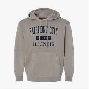 Fairmont City Illinois Classic Established Pigment-Dyed Hoodie