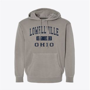 Lowellville Ohio Classic Established Pigment-Dyed Hoodie