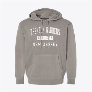 Trenton Gardens New Jersey Classic Established Pigment-Dyed Hoodie