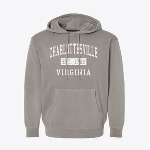 Charlottesville Virginia Classic Established Pigment-Dyed Hoodie