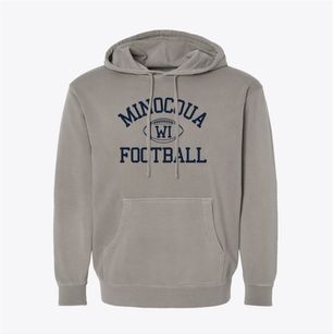 Minocqua Wisconsin Football Pigment-Dyed Hoodie