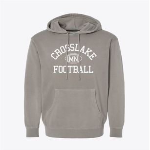 Crosslake Minnesota Football Pigment-Dyed Hoodie