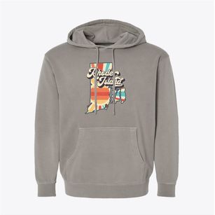  Rhode Island Retro Art Pigment-Dyed Hoodie