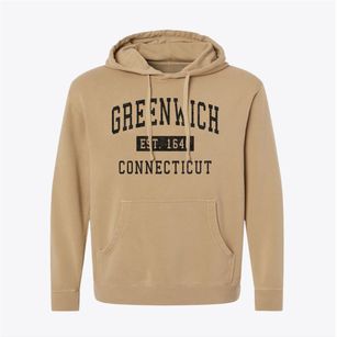 Greenwich Connecticut Classic Established Pigment-Dyed Hoodie