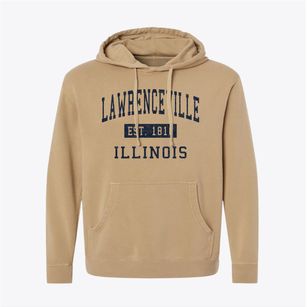 Lawrenceville Illinois Classic Established Pigment-Dyed Hoodie