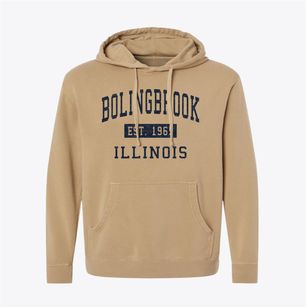 Bolingbrook Illinois Classic Established Pigment-Dyed Hoodie