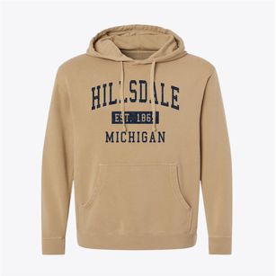 Hillsdale Michigan Classic Established Pigment-Dyed Hoodie