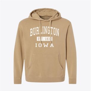 Burlington Iowa Classic Established Pigment-Dyed Hoodie