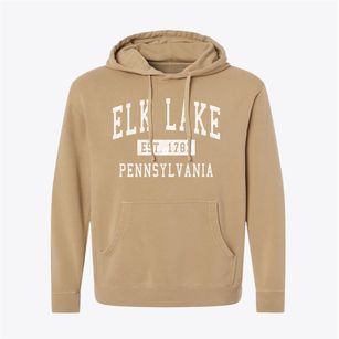 Elk Lake Pennsylvania Classic Established Pigment-Dyed Hoodie