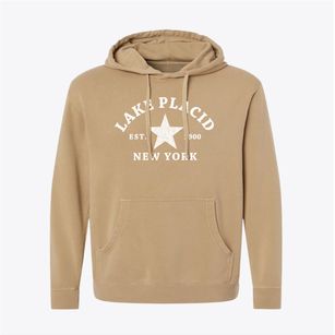 Lake Placid New York Star Pigment-Dyed Hoodie