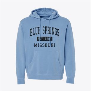 Blue Springs Missouri Classic Established Pigment-Dyed Hoodie