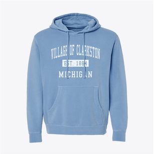 Village Of Clarkston Michigan Classic Established Pigment-Dyed Hoodie