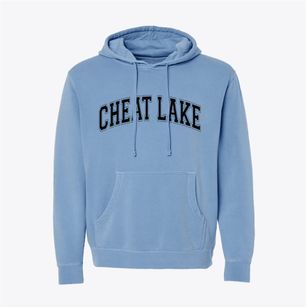 Cheat Lake West Virginia Varsity Pigment-Dyed Hoodie