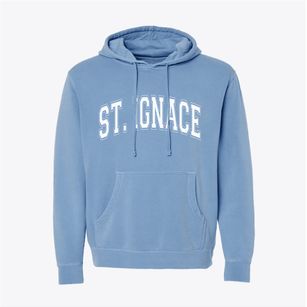 St. Ignace Michigan Varsity Pigment-Dyed Hoodie
