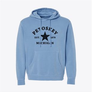 Petoskey Michigan Star Pigment-Dyed Hoodie