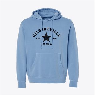 Gilbertville Iowa Star Pigment-Dyed Hoodie
