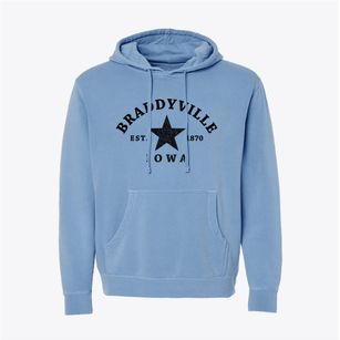 Braddyville Iowa Star Pigment-Dyed Hoodie