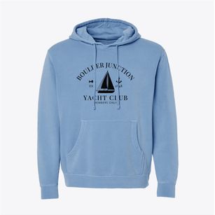 Boulder Junction Wisconsin Yacht Club Pigment-Dyed Hoodie