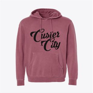 Custer City Oklahoma Vintage Team Pigment-Dyed Hoodie