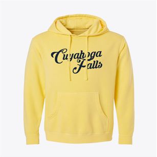 Cuyahoga Falls Ohio Vintage Team Pigment-Dyed Hoodie