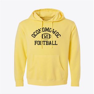 Oconomowoc Wisconsin Football Pigment-Dyed Hoodie