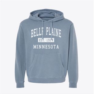 Belle Plaine Minnesota Classic Established Pigment-Dyed Hoodie