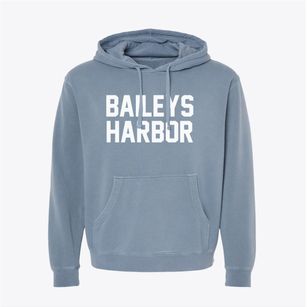 Baileys Harbor Wisconsin Classic Block Pigment-Dyed Hoodie