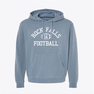 Rock Falls Iowa Football Pigment-Dyed Hoodie