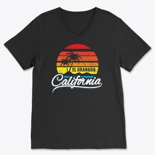 El Granada California Palm Tree Sunset Soft Lightweight V-Neck