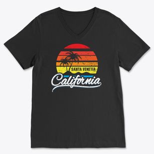 Santa Venetia California Palm Tree Sunset Soft Lightweight V-Neck