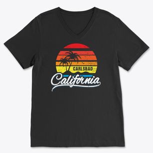 Carlsbad California Palm Tree Sunset Soft Lightweight V-Neck