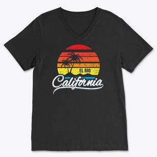 El Rio California Palm Tree Sunset Soft Lightweight V-Neck