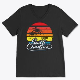 Santee South Carolina Palm Tree Sunset Soft Lightweight V-Neck