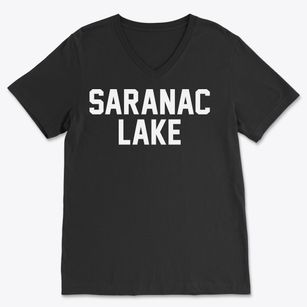 Saranac Lake New York Classic Block Soft Lightweight V-Neck