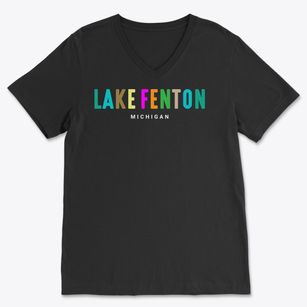 Lake Fenton Michigan Color Pop Soft Lightweight V-Neck