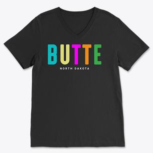 Butte North Dakota Color Pop Soft Lightweight V-Neck