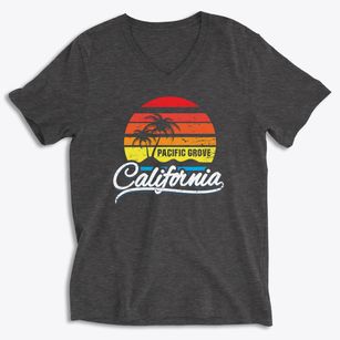 Pacific Grove California Palm Tree Sunset Soft Lightweight V-Neck