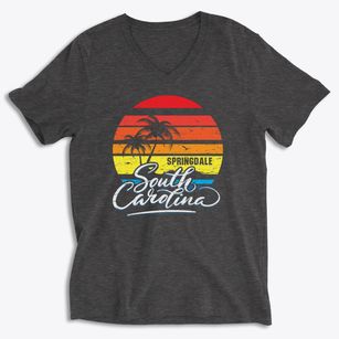 Springdale South Carolina Palm Tree Sunset Soft Lightweight V-Neck