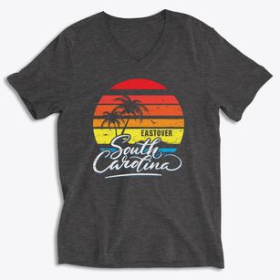 Eastover South Carolina Palm Tree Sunset Soft Lightweight V-Neck