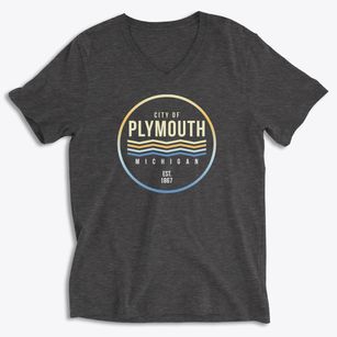 Plymouth Michigan Color Fade Soft Lightweight V-Neck