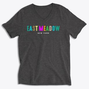 East Meadow New York Color Pop Soft Lightweight V-Neck