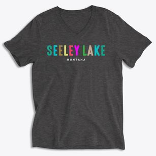 Seeley Lake Montana Color Pop Soft Lightweight V-Neck